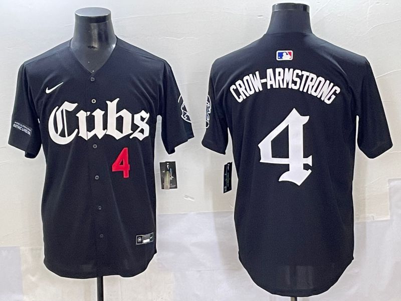 Men 2025 Chicago Cubs 4 Crow-Armstrong Black Five generations Joint Name Nike MLB Jersey style 8